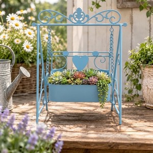 Fontaine de jardin suspendue moderne en fer forgé avec motif cœur, support de sol multifonctionnel pour pot de fleurs extérieur - Product Image 2