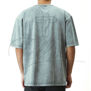 Camisetas Casuales Extra Grandes de Punto con Lavado Ácido para Hombre, Diseño de Última Moda, Color Sólido, 100% Algodón, Transpirables y de Secado Rápido - Product Image 2