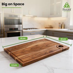 Acacia <b>Wooden</b> Chopping Board Rectangle 1.5 Cm Thick Anti Slip Single <b>Piece</b> Kitchen Cutting Block - Product Image 3