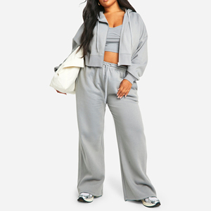 Custom Women's Winter Solid Hooded Cargo Tracksuit <b>Set</b> High Neck Crop Top and <b>Joggers</b> 2 Piece <b>Matching</b> Pockets Casual Outfit - Product Image 3