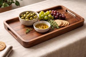 Bandeja de Servir de Madera de Nogal Lacada con Asas, Estilo Rústico, Moderna, para Desayuno, Mesa de Café, Bandeja de Servir Hecha a Mano para Cocina o Escritorio - Product Image 4