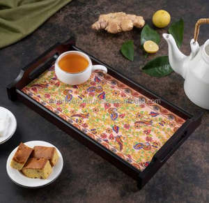 Juego de 3 bandejas de madera pulida con decoración de ágata de estilo náutico Artesanía Mesa de comedor Almacenamiento de servicio Uso Recuerdo romántico - Product Image 6