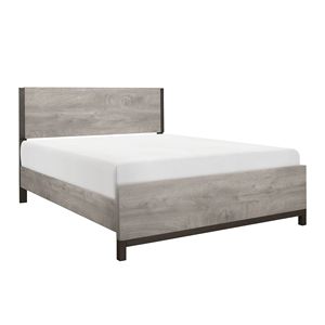 Lit Queen Size en finition gris clair, panneau en mélamine de qualité supérieure, meuble de chambre à coucher en bois élégant, 1 pièce attrayante - Product Image 2