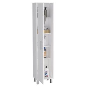 Armadio Alto Laska da 70 Pollici con Ganci per Scope e Quattro Cesti in Vimini per Biancheria - Product Image 3