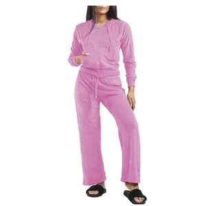 2026 Latest Design Custom Logo Velour Sweat Suit 2 Piece <b>Loungewear</b> Premium Quality Women’s <b>Velvet</b> Track Suit - Product Image 2