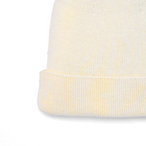 Bonnet en tricot crème 100% coton avec pompon, couleur unie, écologique, chaud pour l'hiver, unisexe, bébé, tout-petit, style décontracté - Product Image 4