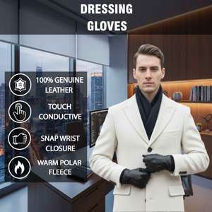 Gants de conduite en cuir noir isolés thermiquement pour la protection contre le froid hivernal - Product Image 3