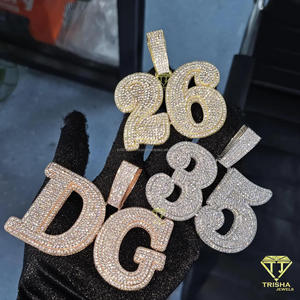 Custom " 35 " Number Pendant Necklace <b>Iced</b> <b>Out</b> Lab Grown Diamond Hip Hop Cuban Link <b>Chain</b> Jewelry Gift - Product Image 2