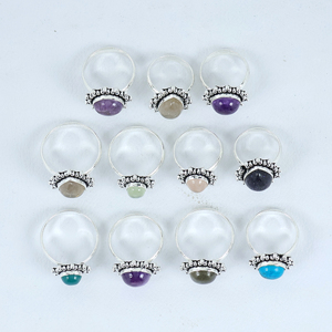 Wholesale Bismillah Gems Christian March Birthstone Natural Gemstone <b>Ring</b> <b>Set</b> Vintage Style Sterling <b>Silver</b> Plated <b>Rings</b> - Product Image 5