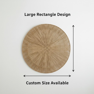 Décoration murale rectangulaire en rotin faite à la main, écologique, grande taille, style bohème naturel, pour la décoration intérieure. - Product Image 2