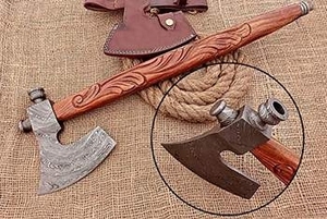 Hache à main artisanale en acier Damas avec manche en bois de rose pour le travail du bois, personnalisation ODM/OEM, 1 kg - Product Image 3