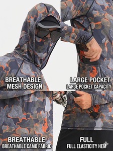 Vêtements de pêche d'extérieur unisexes, grande taille, confortables, UPF 50, imperméables, coupe-vent, respirants, antibactériens, séchage rapide, manches longues - Product Image 6