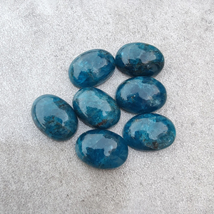 Apatite néon naturelle, cabochon de forme ovale, dos plat, pierre précieuse calibrée, pierre pour la fabrication de bijoux - Product Image 5