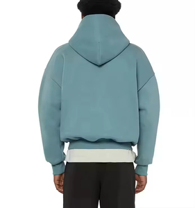 Sudadera con Capucha Extra Grande para Hombre, Azul Claro, Algodón French Terry, Estilo Casual Urbano, Diseño con Bolsillos, Ropa de Otoño - Product Image 4