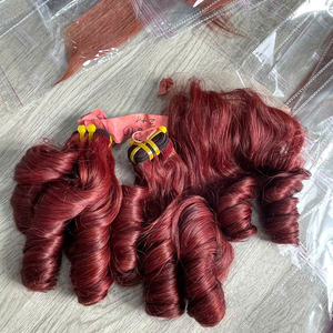 Bouncy Curly Wine Color <b>Root</b> Vietnamese Human <b>Hair</b> High Quality Super Double Drawn Wholesale Price - Product Image 3