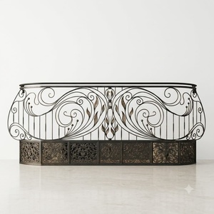 Rampe de balcon en fer forgé traditionnelle KHP, modèle KHP-BRO-02, résistante à la rouille, montage facile, motifs décoratifs pour usage extérieur - Product Image 1