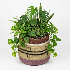 Maceta Portátil Tejida a Mano de Hierba Marina con Patrón a Rayas para Decoración de Jardín, Patio y Hogar - Product Image 3