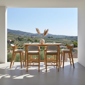 เก้าอี้บาร์ Kia โครงไม้สักธรรมชาติ เป็นมิตรกับสิ่งแวดล้อม ทนทาน สไตล์ร่วมสมัย เรียบง่าย ออกแบบตามสั่ง สำหรับใช้ในร่มเชิงพาณิชย์ - Product Image 5