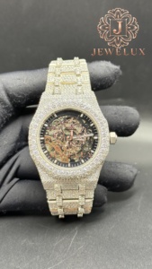 Montre de luxe en acier inoxydable avec diamants Moissanite style Hip Hop, vente en gros d'usine, disponible à prix abordable - Product Image 6