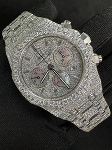 นาฬิกาควอตซ์แบบอนาล็อกปรับแต่งได้ ประดับเพชรโมอิสซาไนต์ความใส VVS ระดับ Iced Out ของขวัญเครื่องประดับข้อมือสำหรับผู้ชายและผู้หญิง - Product Image 2