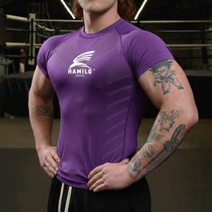 Chemise de compression respirante de qualité supérieure pour hommes, logo personnalisé, motif uni décontracté, manches longues avec col rond - Product Image 4