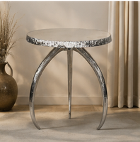 Table basse ronde moderne avec plateau en verre trempé et structure en métal, meuble de salon fait main, table d'appoint décorative