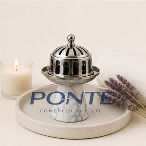 Luxury Natural Marble Incense Burner with Stainless Steel Lid Elegant Arabic Bakhoor Holder for Home <b>Decor</b> Metal Oud Burner - Product Image 4