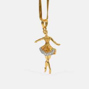 Collier pendentif ballerine en or jaune avec diamant de laboratoire - Product Image 2