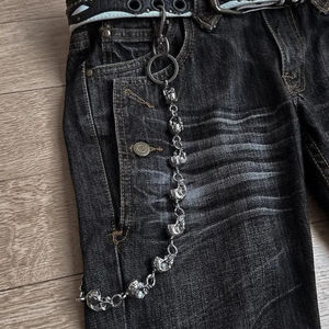 กางเกงยีนส์ผู้หญิงทรงหลวมเอวสูงปักลายสไตล์ร็อคพังก์ Y2K ไมโคร ลา เรโทร ขากว้างจากปากีสถาน - Product Image 3