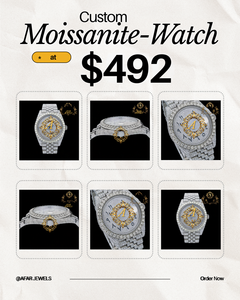 Reloj de Pulsera de Cuarzo de Acero Inoxidable con Moissanita VVS de Alta Calidad, Esfera Redonda, Corona de Cristal y Brazalete para Hombre - Product Image 1
