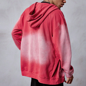 Sudaderas con capucha extragrandes con cremallera estilo streetwear degradado, de peso pesado, unisex, corte holgado, estilo pullover, mezcla 100% algodón, MOQ personalizado disponible - Product Image 4