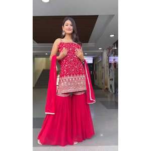 Conjunto de traje de talla XL para fiesta con hilo y trabajo de secuencia para un aspecto elegante - Product Image 5