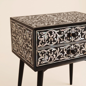 Handcrafted <b>High</b> Quality Eco-Friendly Handmade Modern Mother Pearl MOP Inlay Nightstand for Home Use-Bone Inlay <b>Bedside</b> <b>Table</b> - Product Image 5
