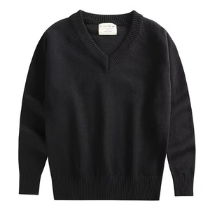 Pull-over personnalisé à manches longues et col en V unisexe 100% coton pour enfants, uniforme scolaire, hauts d'été - Product Image 4