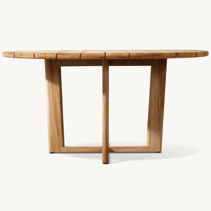 Une belle table ronde, best-seller, idéale pour les repas en extérieur, durable, anti-pourriture, en teck. - Product Image 5