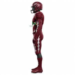 Ensemble de maillot et pantalon de football NEXTEX pour homme, motif éclair, couleur bordeaux et argent, sublimation - Product Image 3