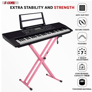 5 Core Keyboard Stand Piano <b>Bench</b> Combo Adjustable Key Board Stands 3" <b>Padded</b> Musician Chair Set - Product Image 6