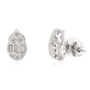 18K Pear Shape Diamond Cluster <b>Earrings</b> for Her - Product Image 3
