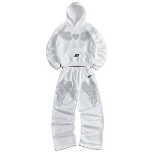 Private <b>Label</b> Rhinestone Hoodies Jogger Tracksuit Oversized Custom Print Streetwear OEM ODM Bulk Supplier Manufacturer - Product Image 3