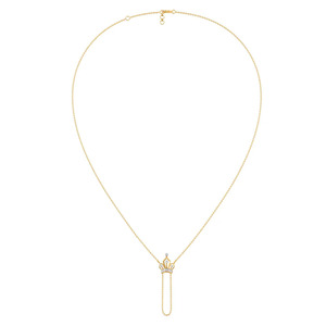 Crown Crest Diamond Pendant <b>Necklace</b> with Elegant <b>Long</b> Loop Chain Design - Product Image 2