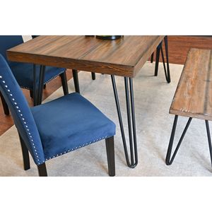 Set da Pranzo Ashzo 6 Pezzi: Tavolo Hairpin con 4 Sedie e Panca Disponibile in 3 Colori - Product Image 6