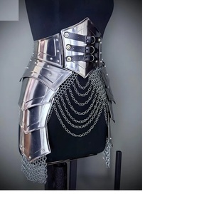 Conjunto de Armadura Antigua Moderna Brave Lady, Corsé Medieval de Latón Plateado con Vidrio, Falda de Malla Metálica Pintada en Relieve, Cosplay para SCA - Product Image 2