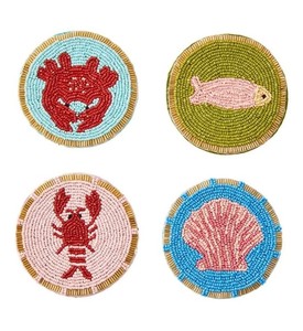 Floral Embroidery Seed <b>Bead</b> <b>Coaster</b> Set For Home Cafes New Design Table Protection Mats For Dining Coffee Table Decoration - Product Image 3