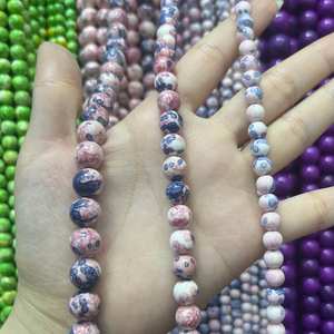 Perles rondes en céramique, perles lisses en pierre, perles en vrac pour bracelet, collier, fabrication de bijoux DIY - Product Image 1