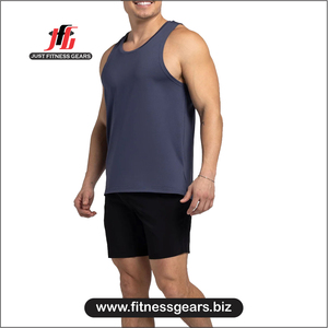 JUST FITNESS GEARS Débardeur décontracté pour homme à col rond - Personnalisé 100% polyester respirant à séchage rapide couleur unie pour marathon, course à pied et gym - Product Image 4