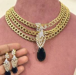 Parure Collier et Boucles d'Oreilles en Moissanite Plaqué Or pour Femme, Design Goutte d'Eau, Bijoux en Laiton, Mariage, Fiançailles, Classique, Soirée, Tendance - Product Image 3