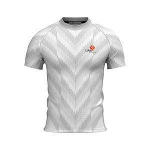 Customized Men's <b>Short</b> Sleeve <b>Compression</b> Gym Shirt Breathable Anti Bacterial Regular Fit Quick Dry Eco Friendly Gym Wear Jersey - Product Image 1
