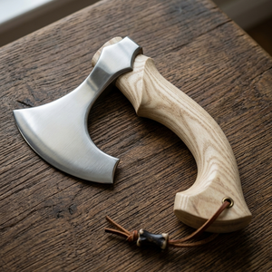 Tomahawks de Acero Industrial de Alto Contenido de Carbono de Alta Calidad con Mango de Madera de Roble Tallado y Funda Protectora de Cuero PU Hecha a Mano para Uso en Exteriores - Product Image 4