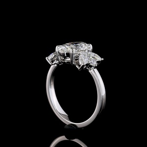 Romantic IGI Certified Lab Grown 2 Carat Oval Cut Diamond 10K-18K <b>Gold</b> <b>Ring</b> Marquise Side Stones for Women Wedding Engagement - Product Image 4