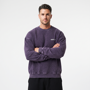 Sudadera Personalizada para Hombre, Cuello Redondo, Estilo Acid Wash, Hombros Caídos, Transpirable, Ecológica, 100% Algodón - Product Image 3